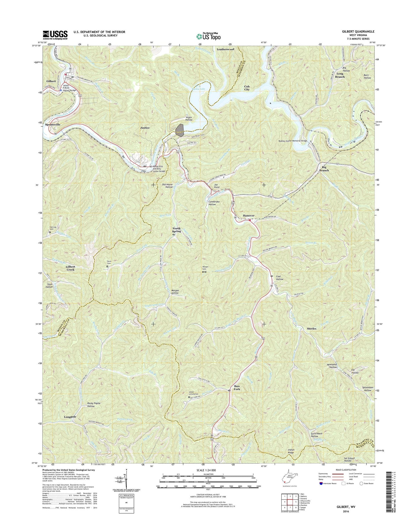 Gilbert West Virginia US Topo Map Image