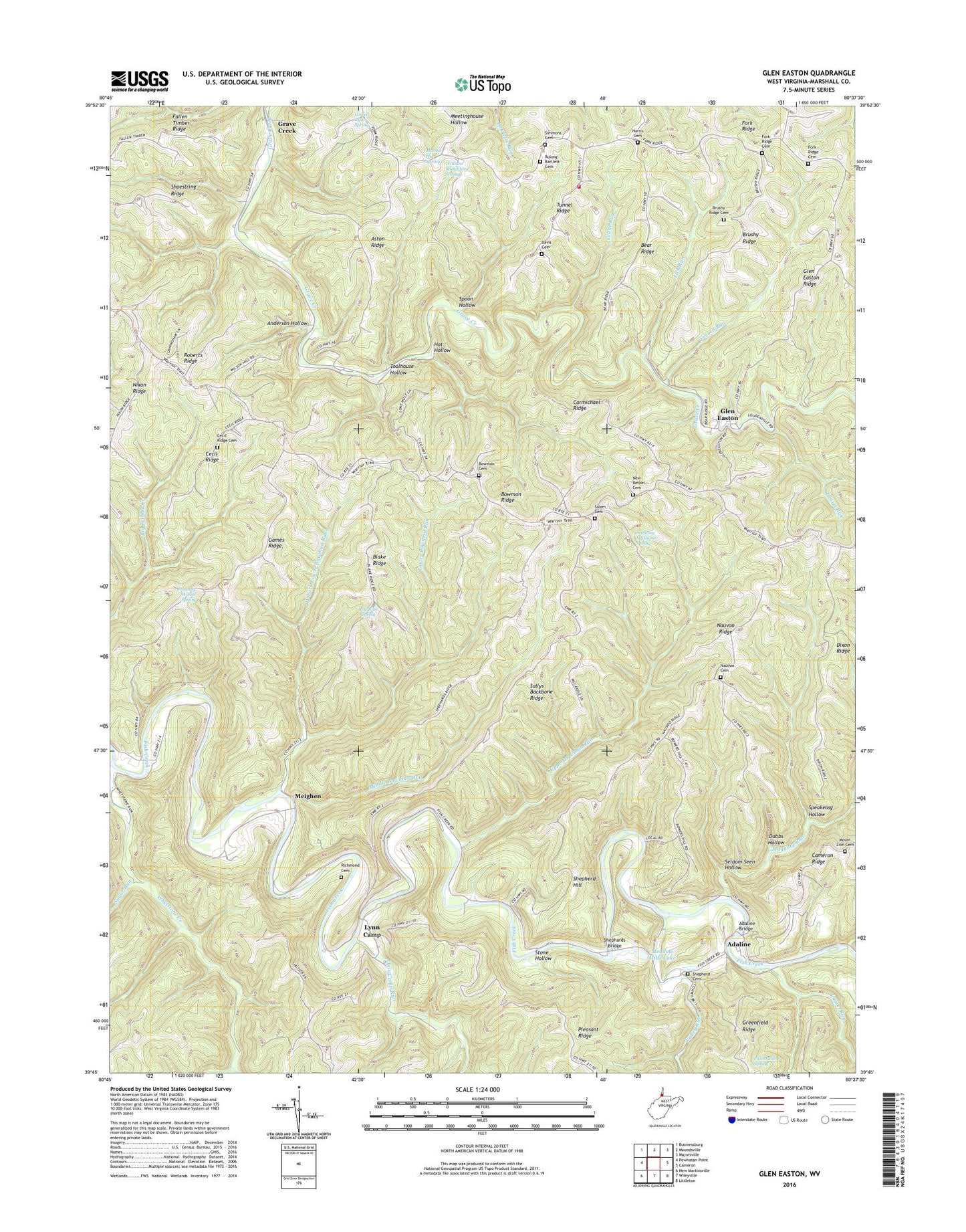 Glen Easton West Virginia US Topo Map Image