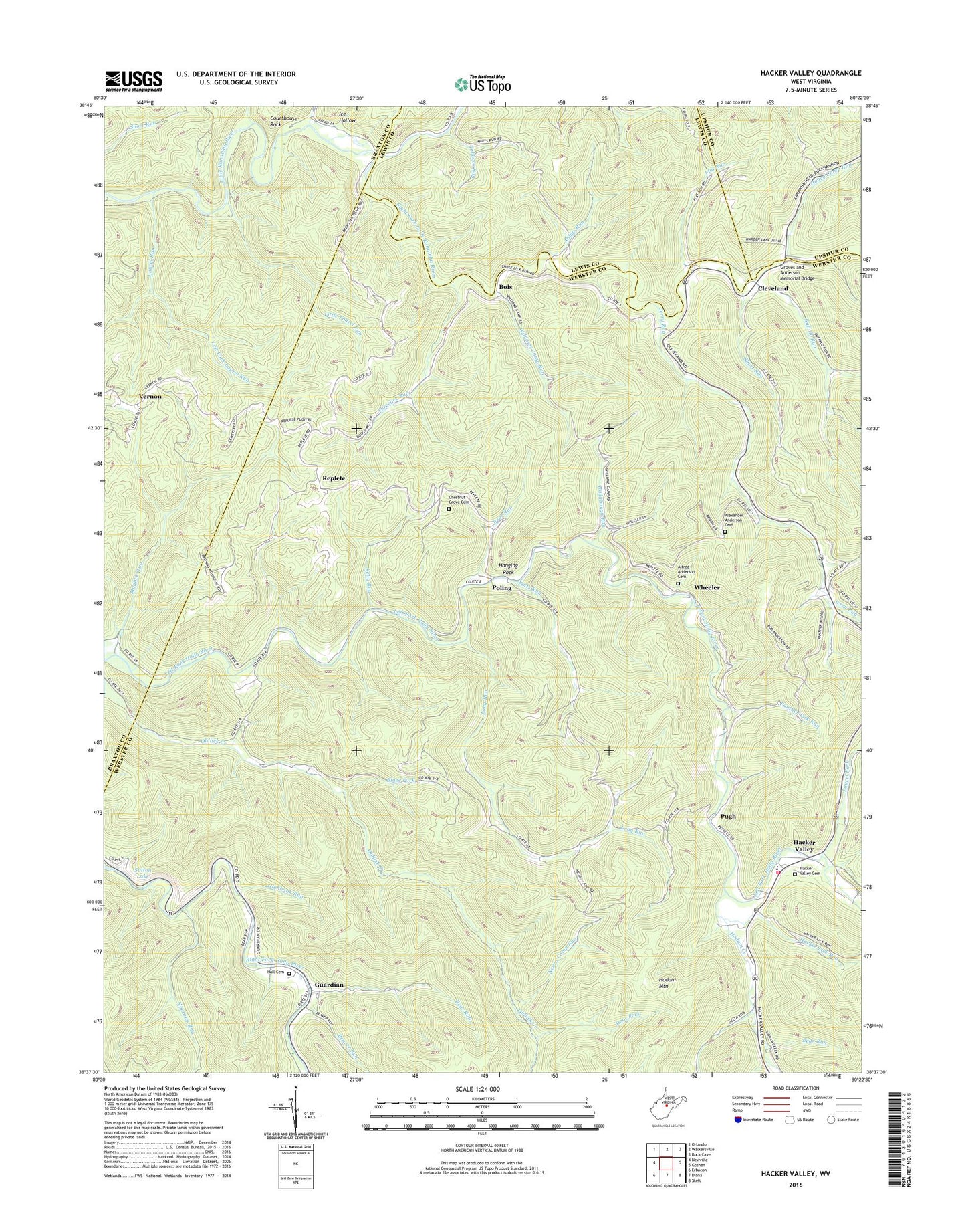 Hacker Valley West Virginia US Topo Map Image