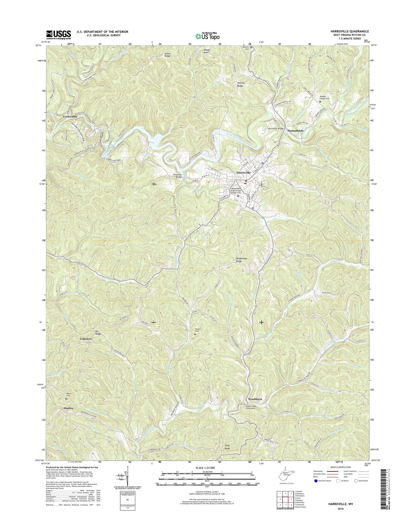 Harrisville West Virginia US Topo Map Image