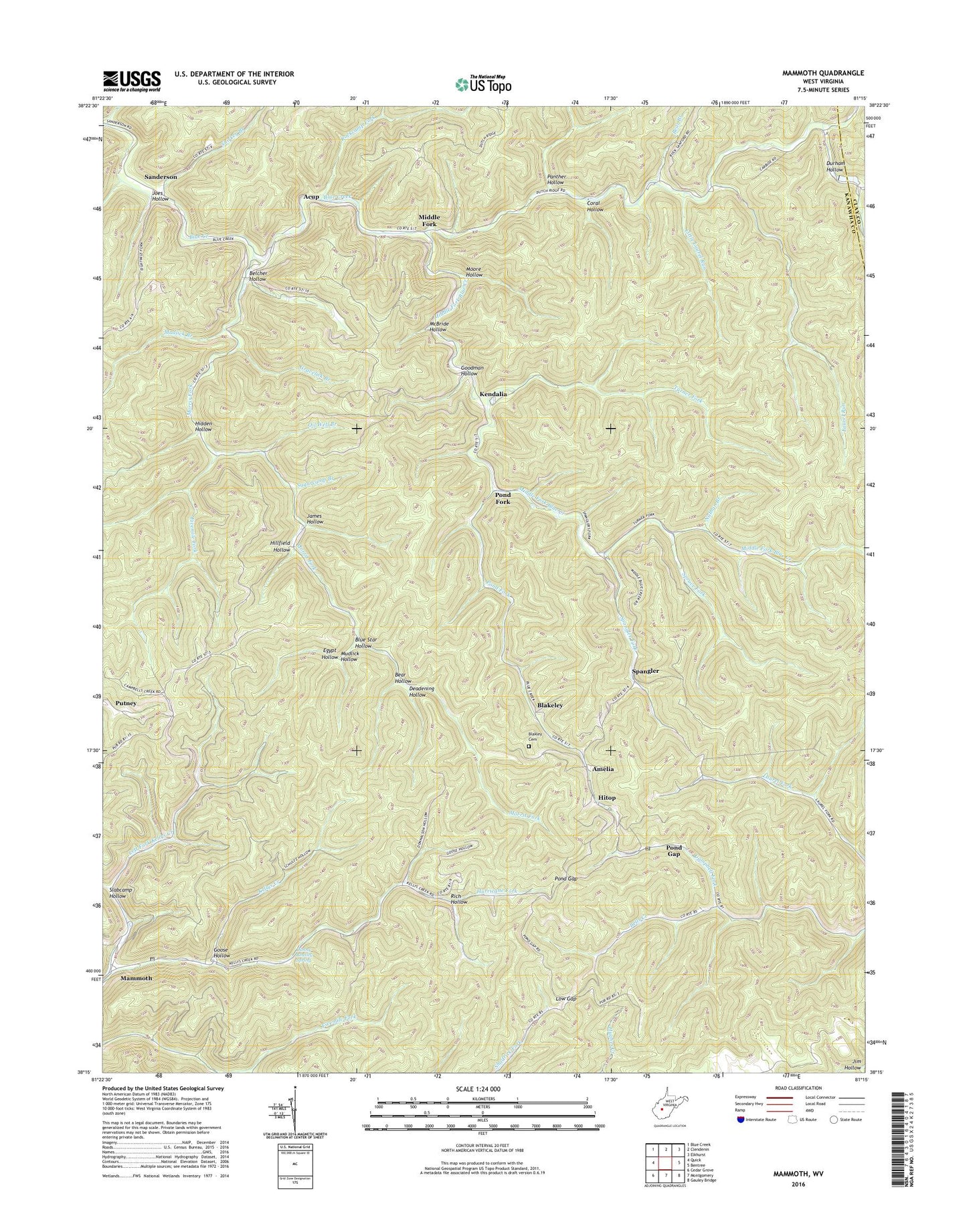 Mammoth West Virginia US Topo Map Image