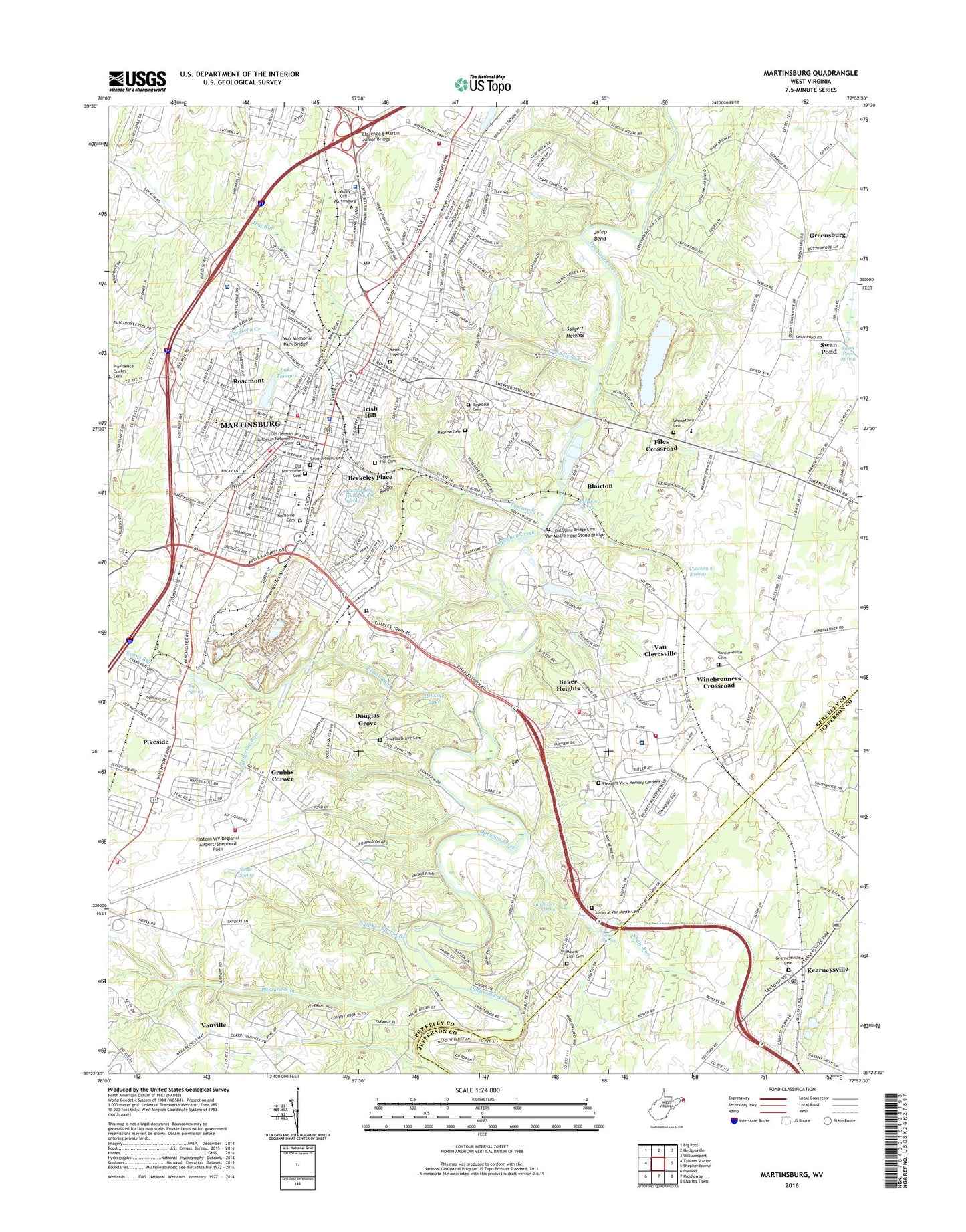 Martinsburg West Virginia US Topo Map Image