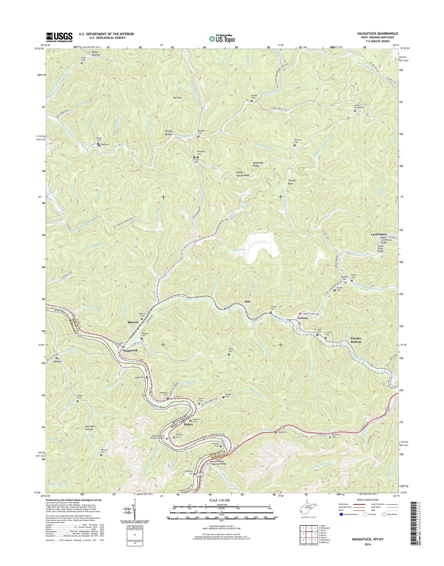Naugatuck West Virginia US Topo Map Image