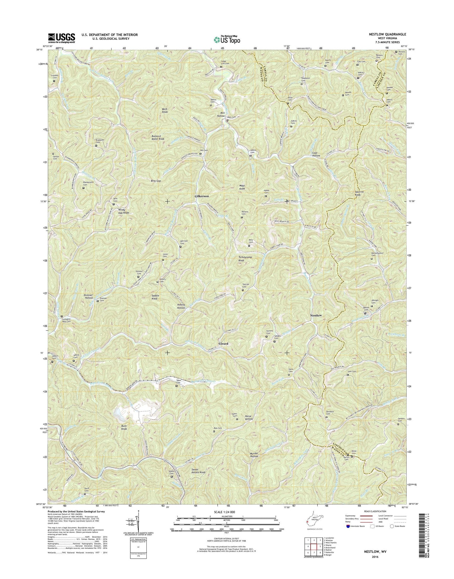 Nestlow West Virginia US Topo Map Image