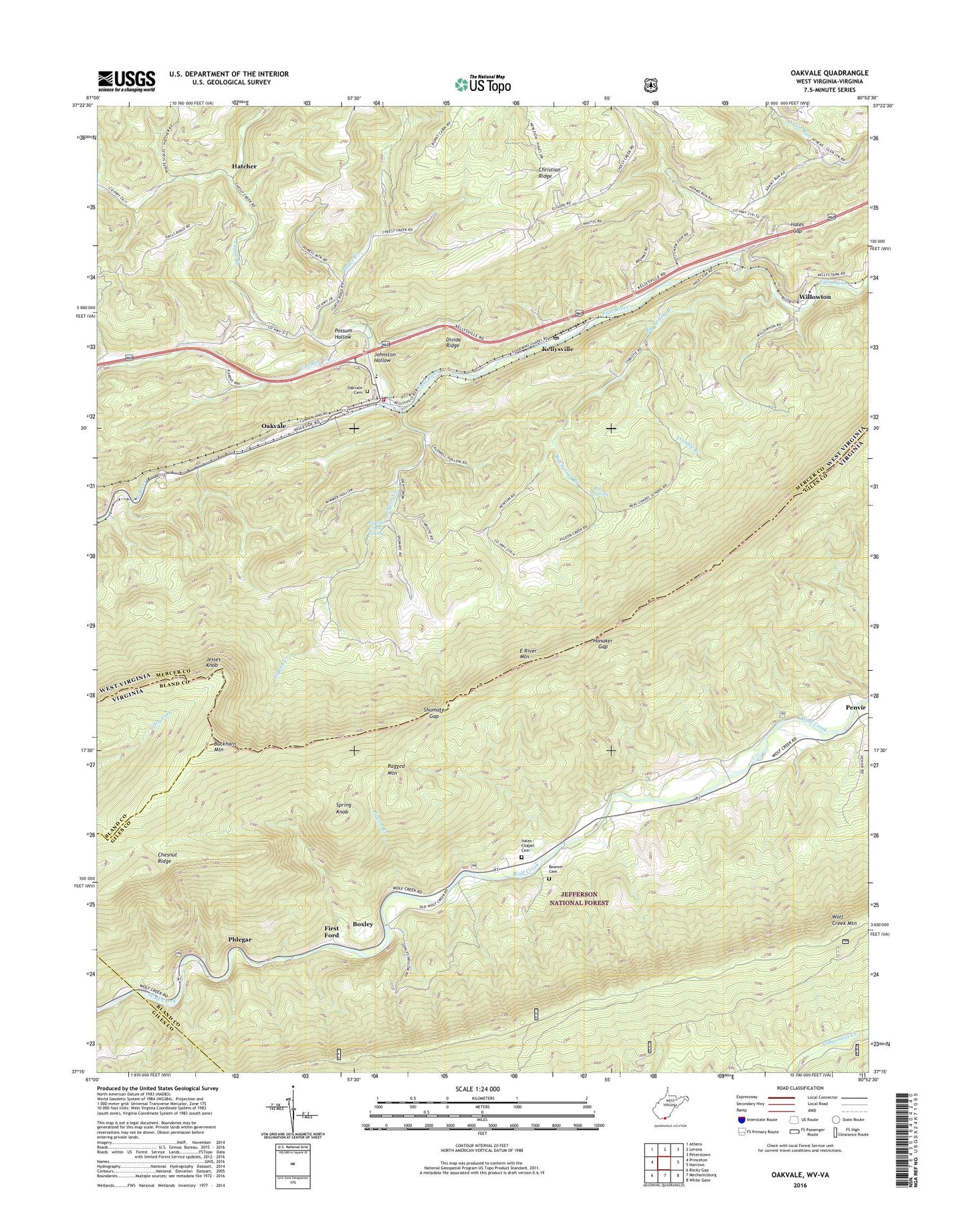 Oakvale West Virginia US Topo Map Image