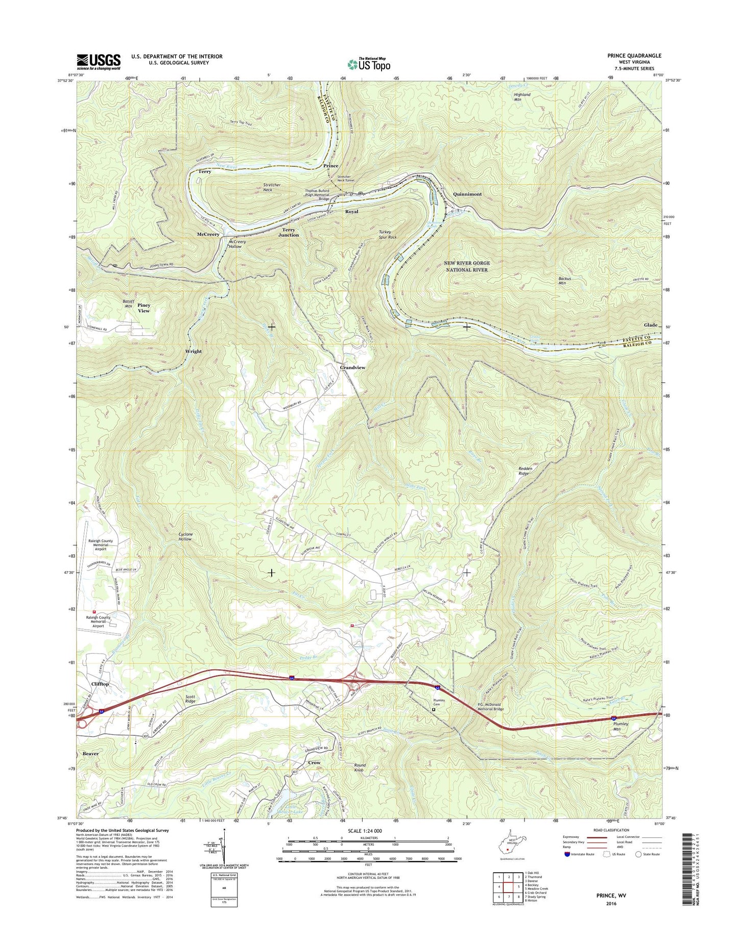 Prince West Virginia US Topo Map Image