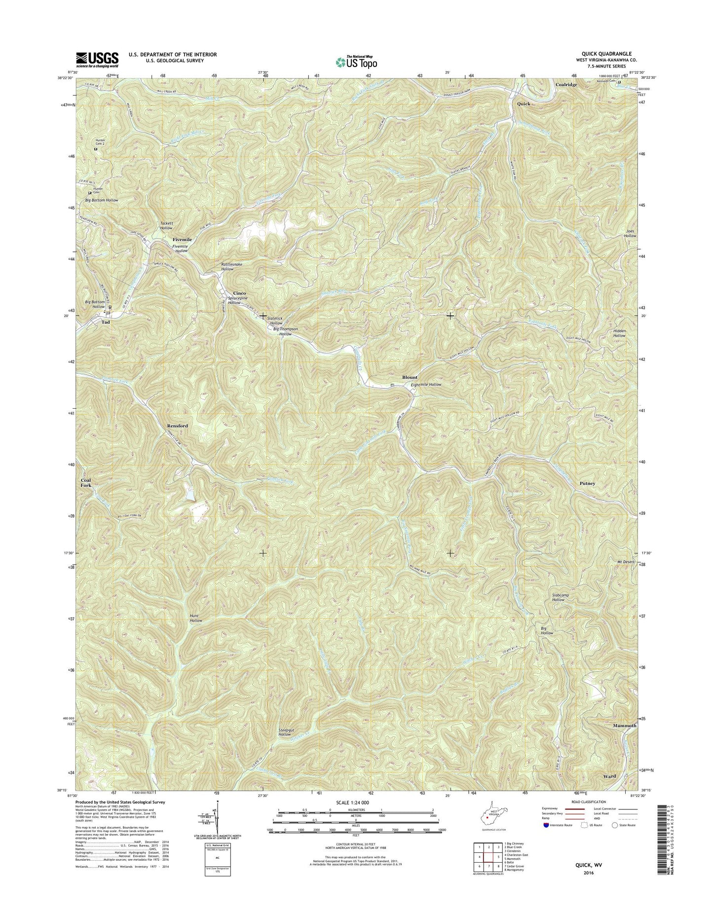 Quick West Virginia US Topo Map Image
