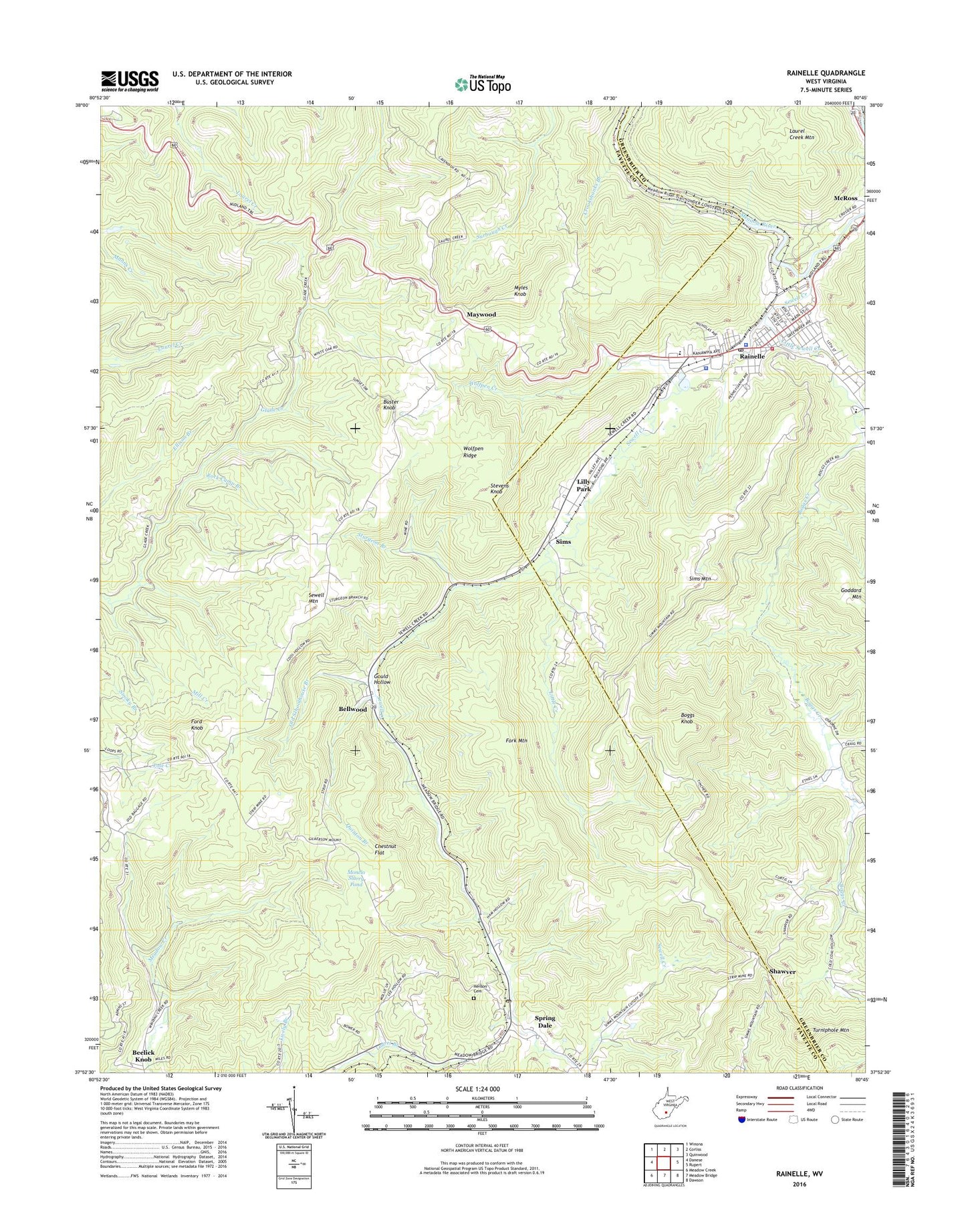 Rainelle West Virginia US Topo Map Image