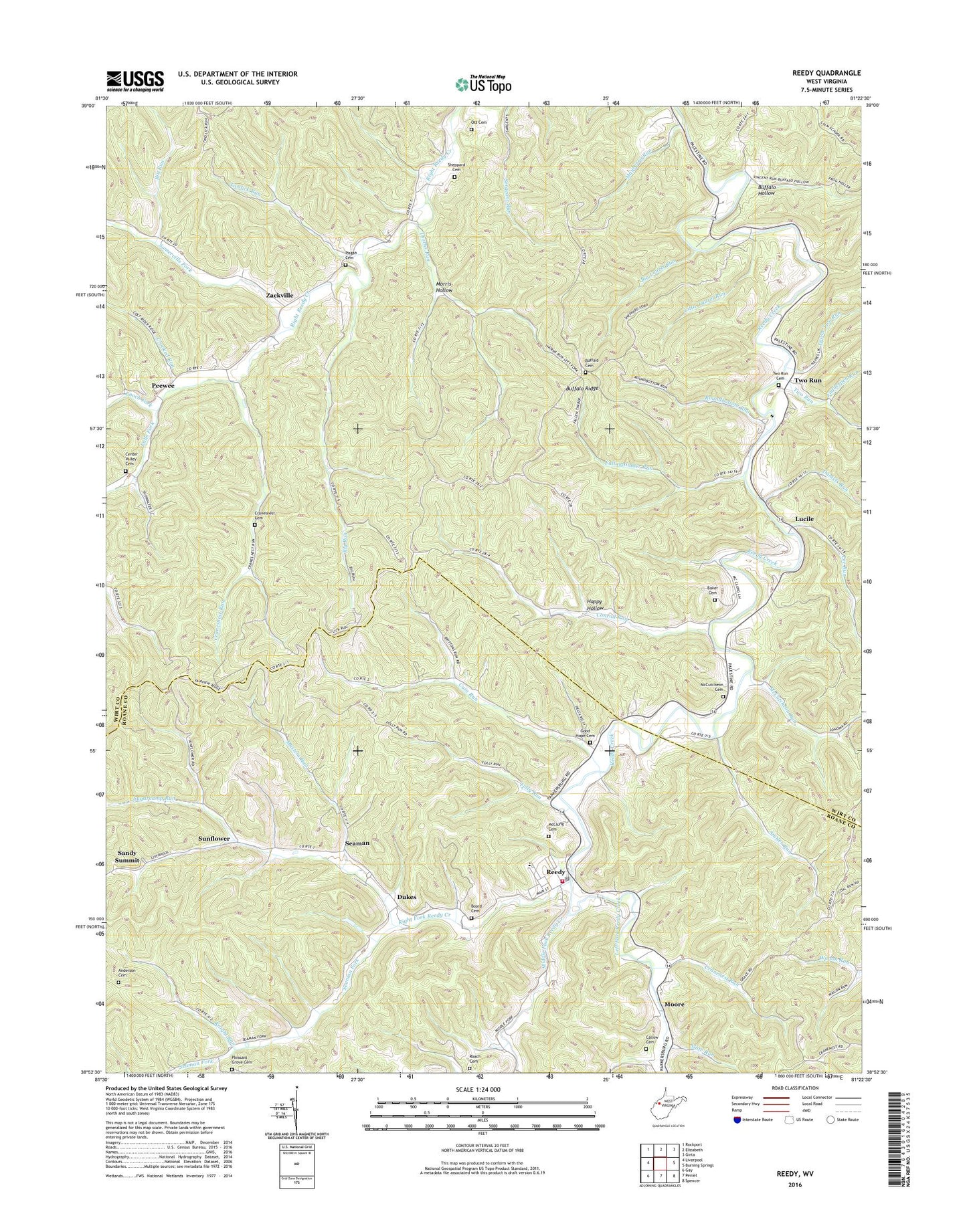 Reedy West Virginia US Topo Map Image