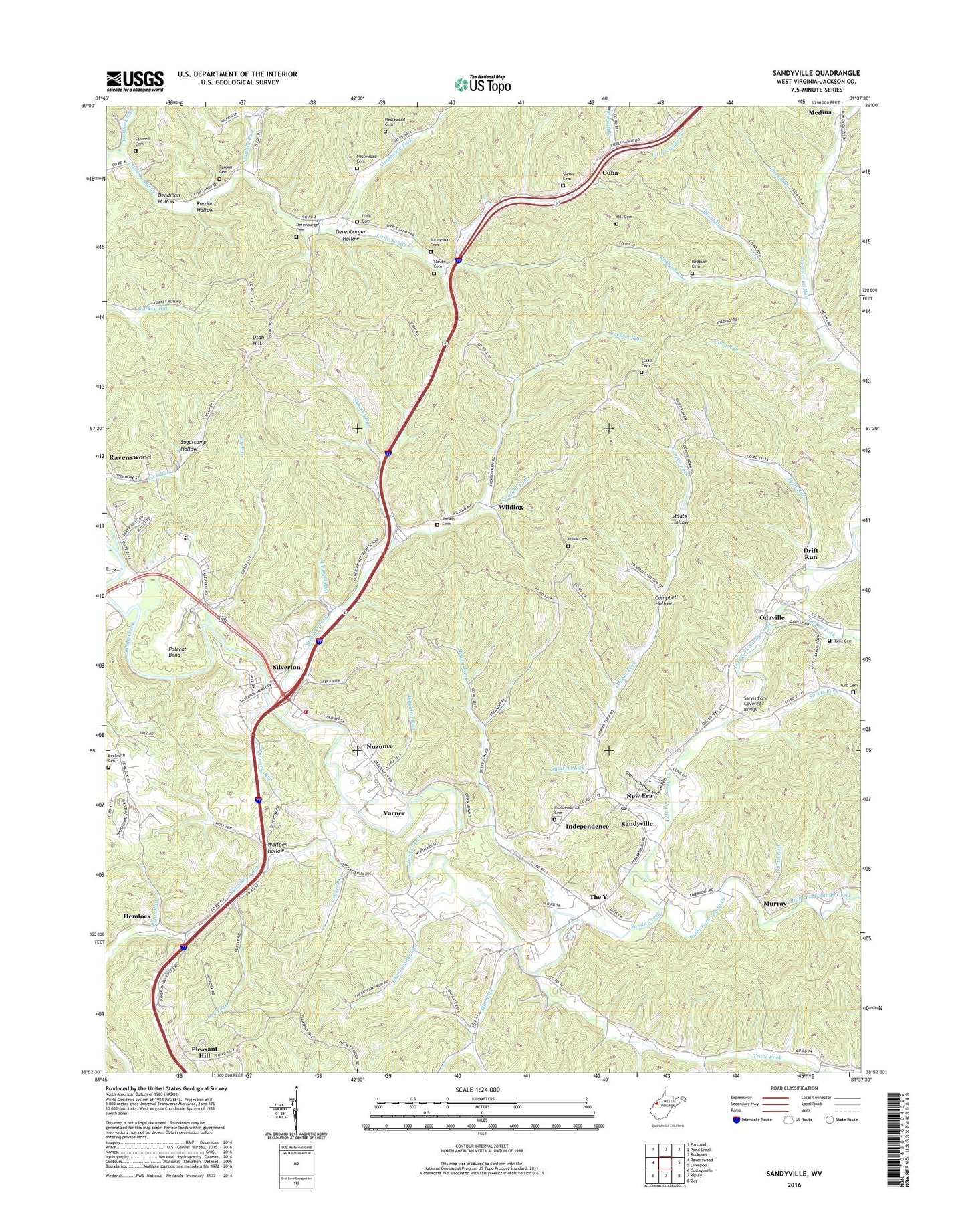 Sandyville West Virginia US Topo Map Image