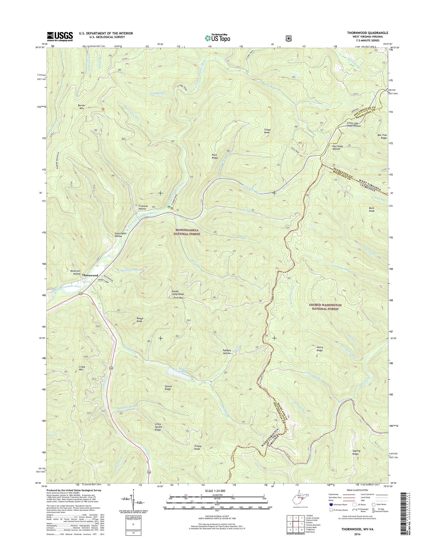 Thornwood West Virginia US Topo Map Image