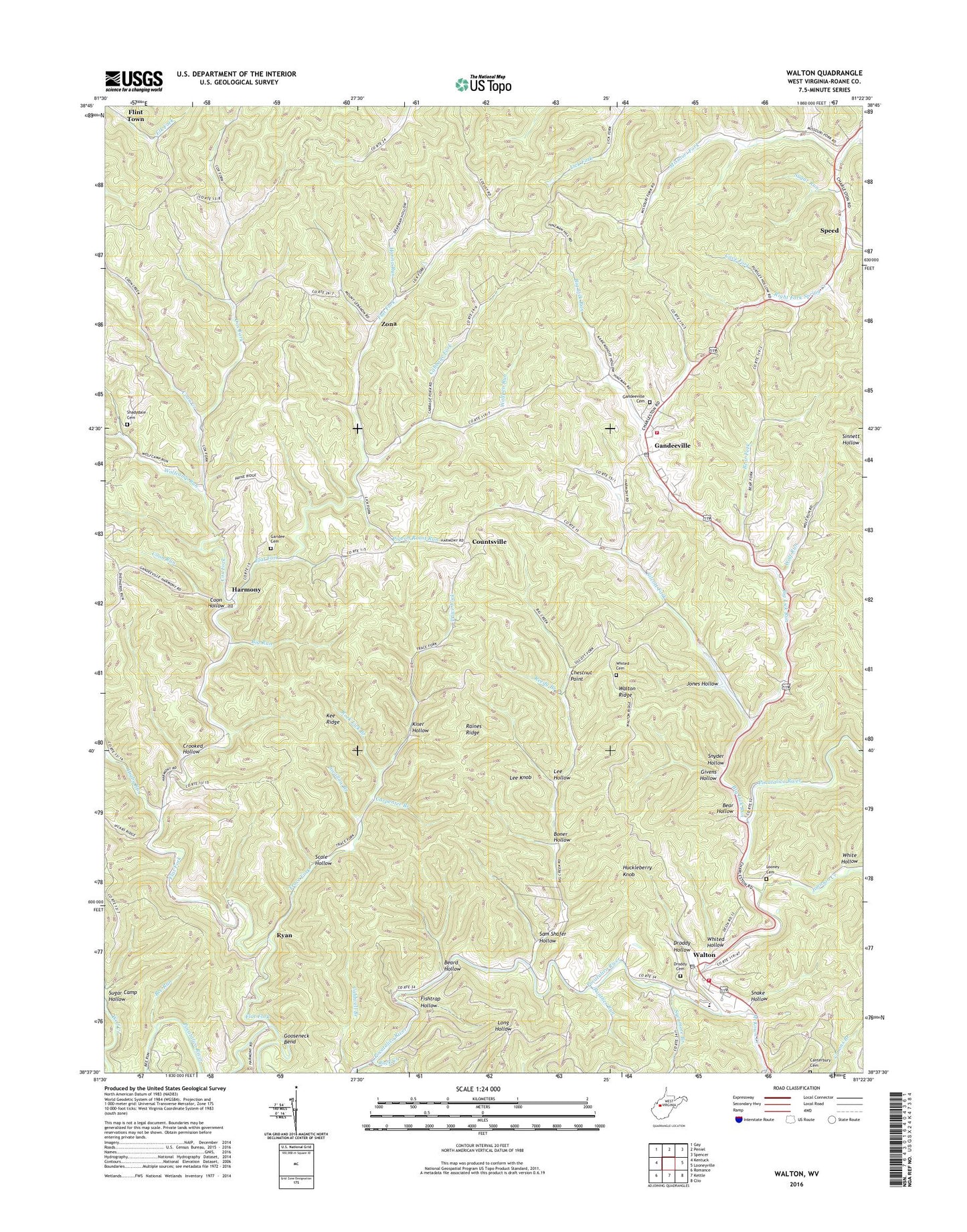 Walton West Virginia US Topo Map Image