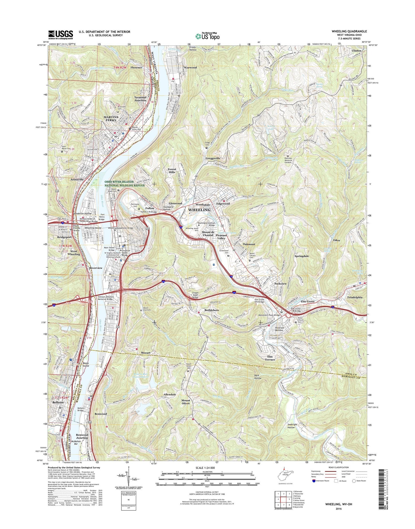 Wheeling West Virginia US Topo Map Image