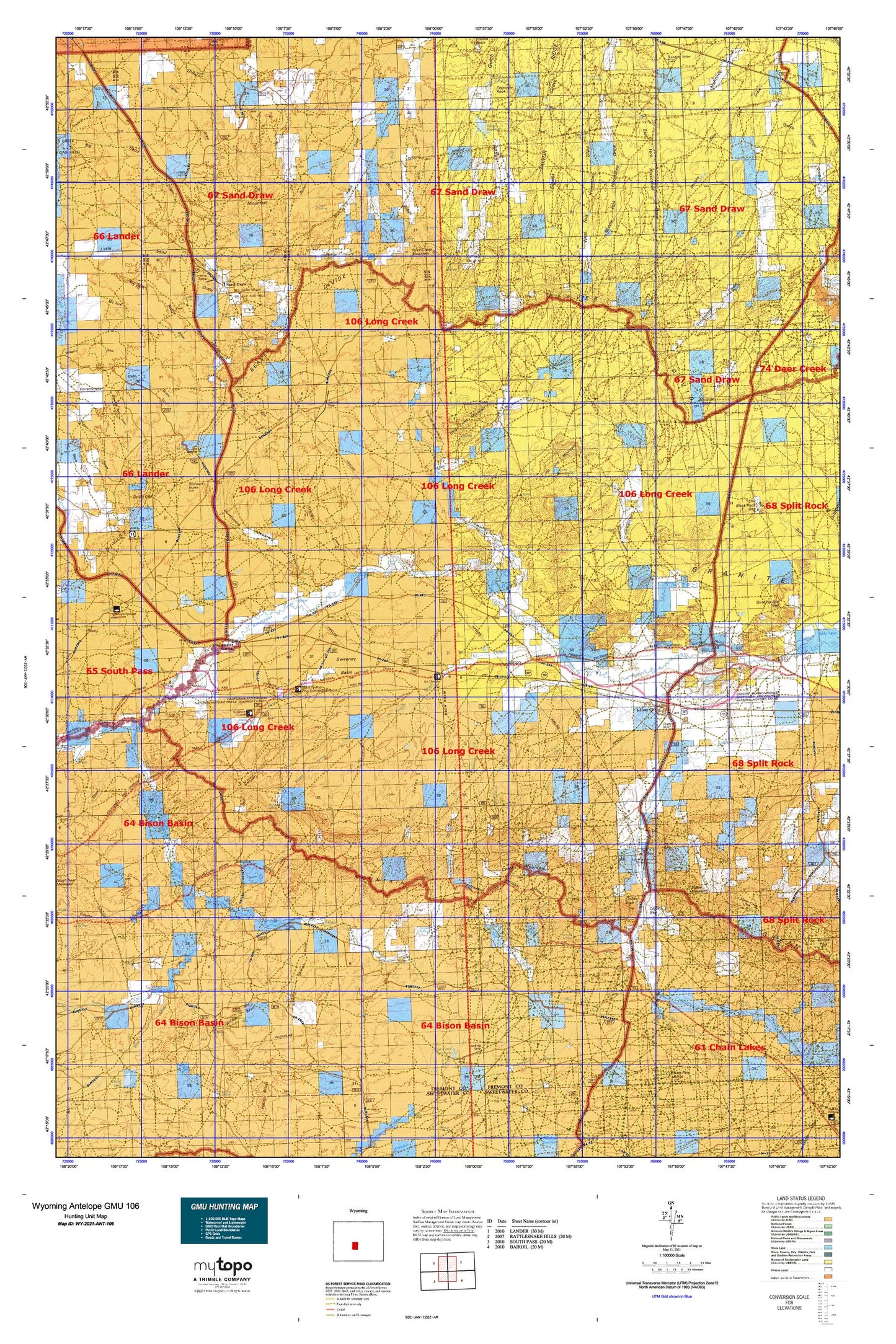 Wyoming Antelope GMU 106 Map Image