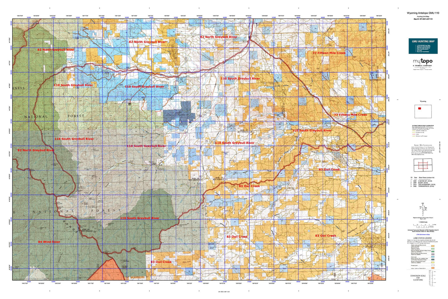 Wyoming Antelope GMU 110 Map Image