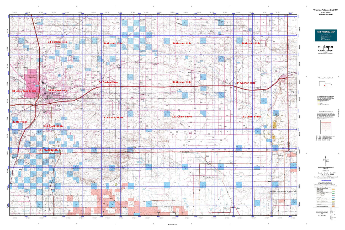 Wyoming Antelope GMU 111 Map Image
