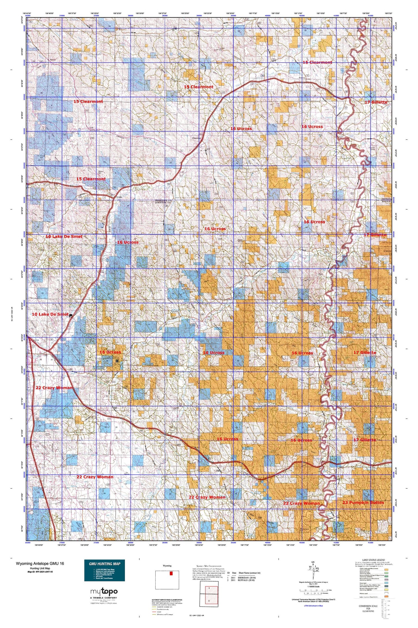 Wyoming Antelope GMU 16 Map Image