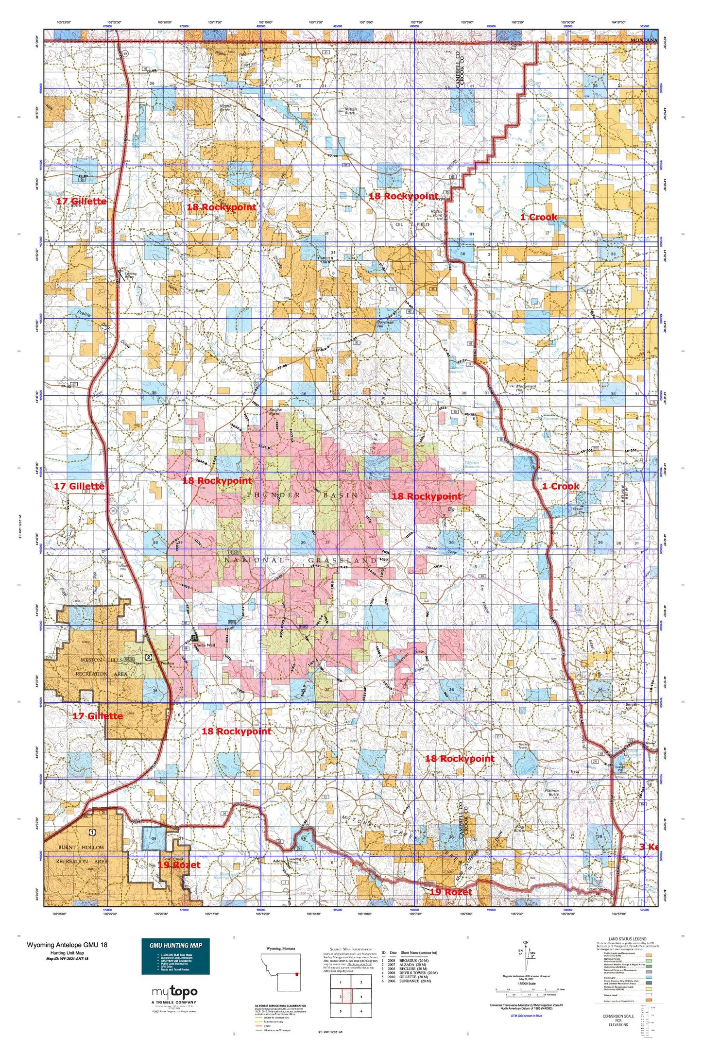 Wyoming Antelope GMU 18 Map Image