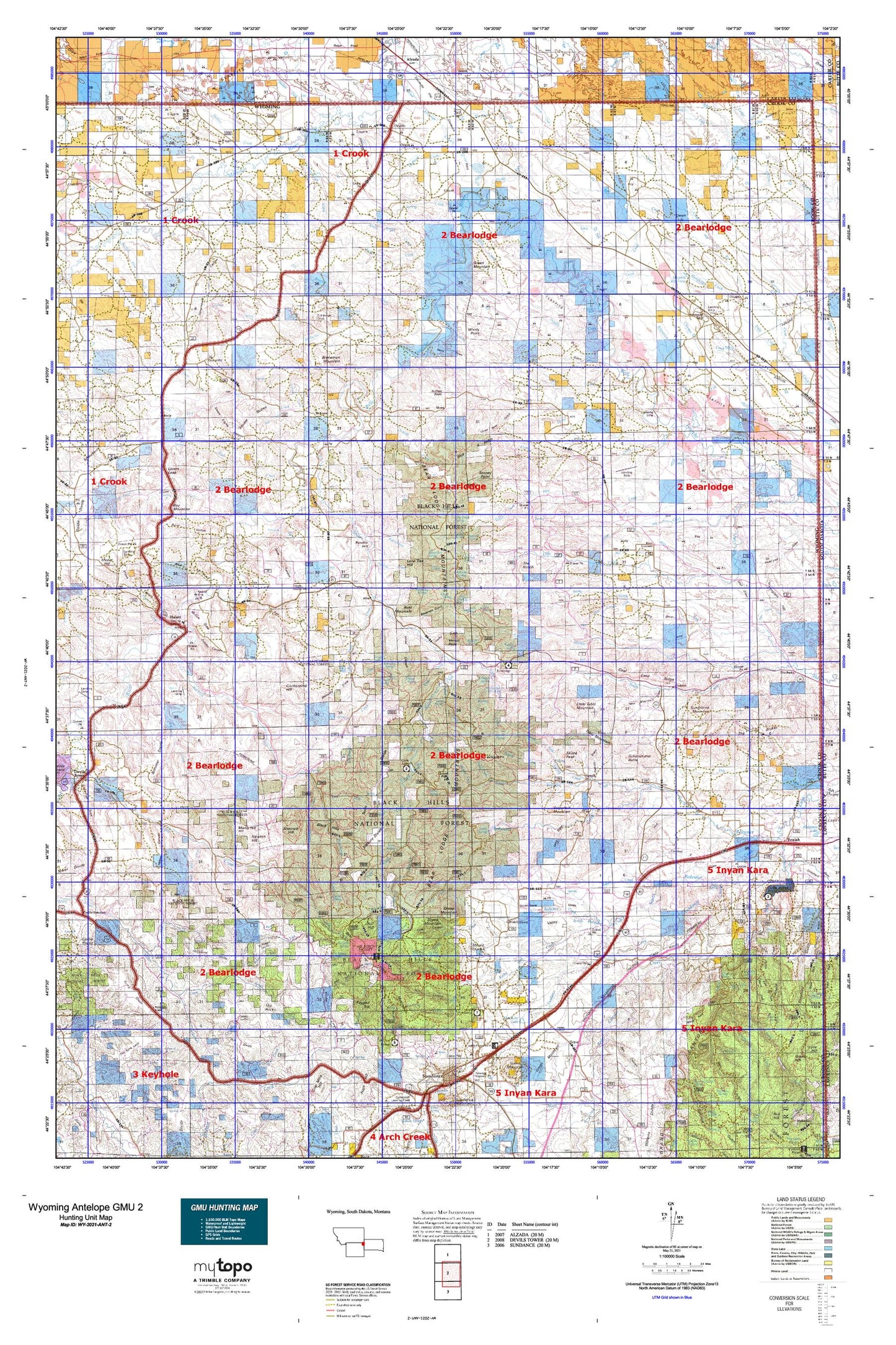 Wyoming Antelope GMU 2 Map Image
