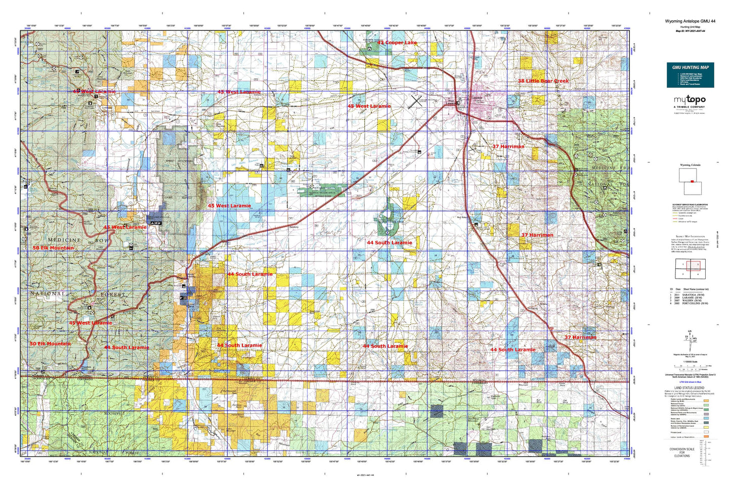 Wyoming Antelope GMU 44 Map Image