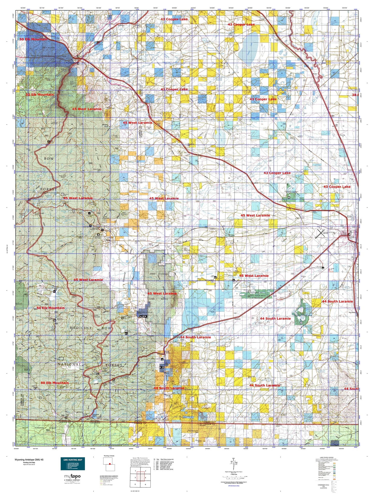 Wyoming Antelope GMU 45 Map Image