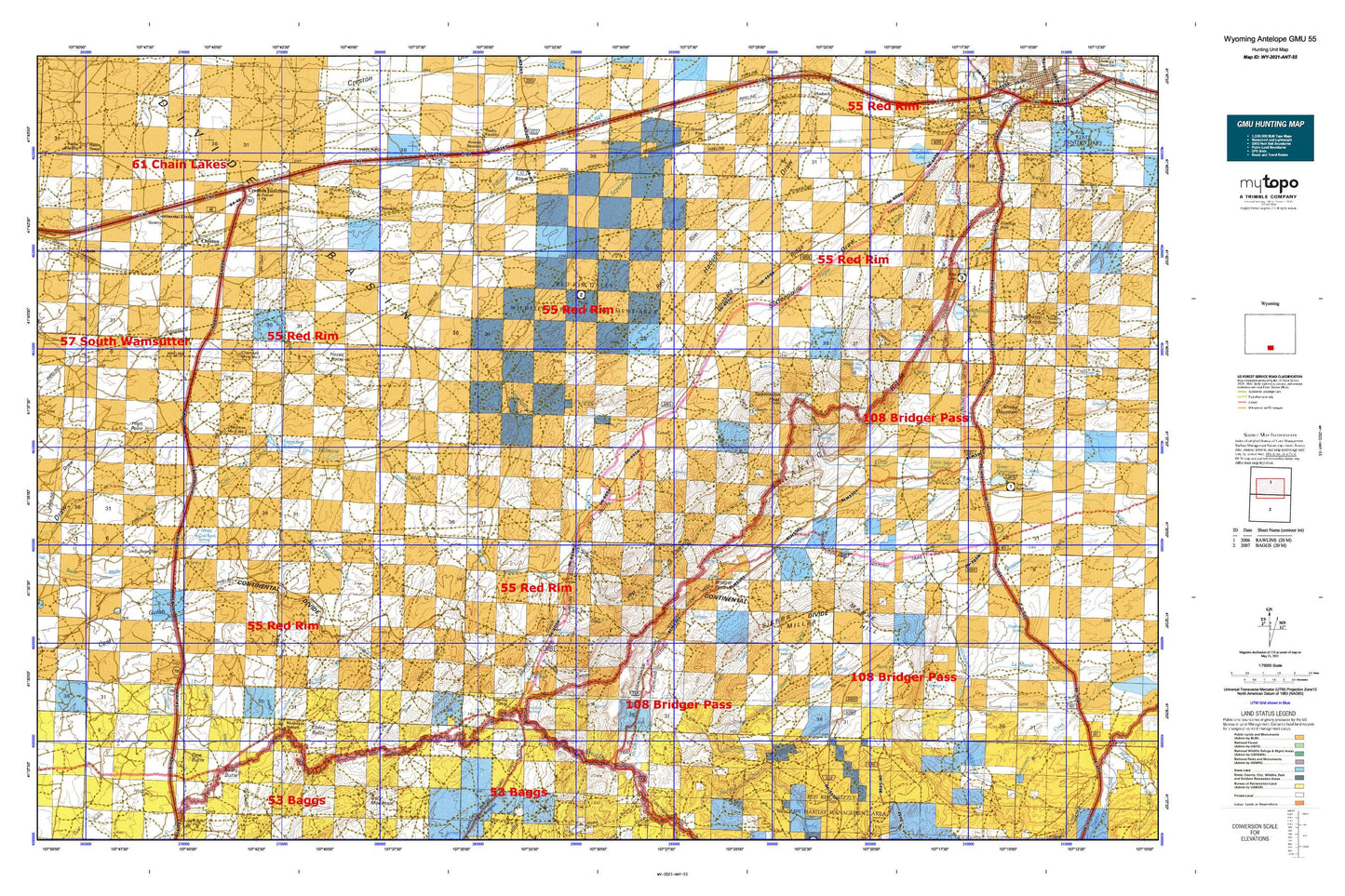 Wyoming Antelope GMU 55 Map Image