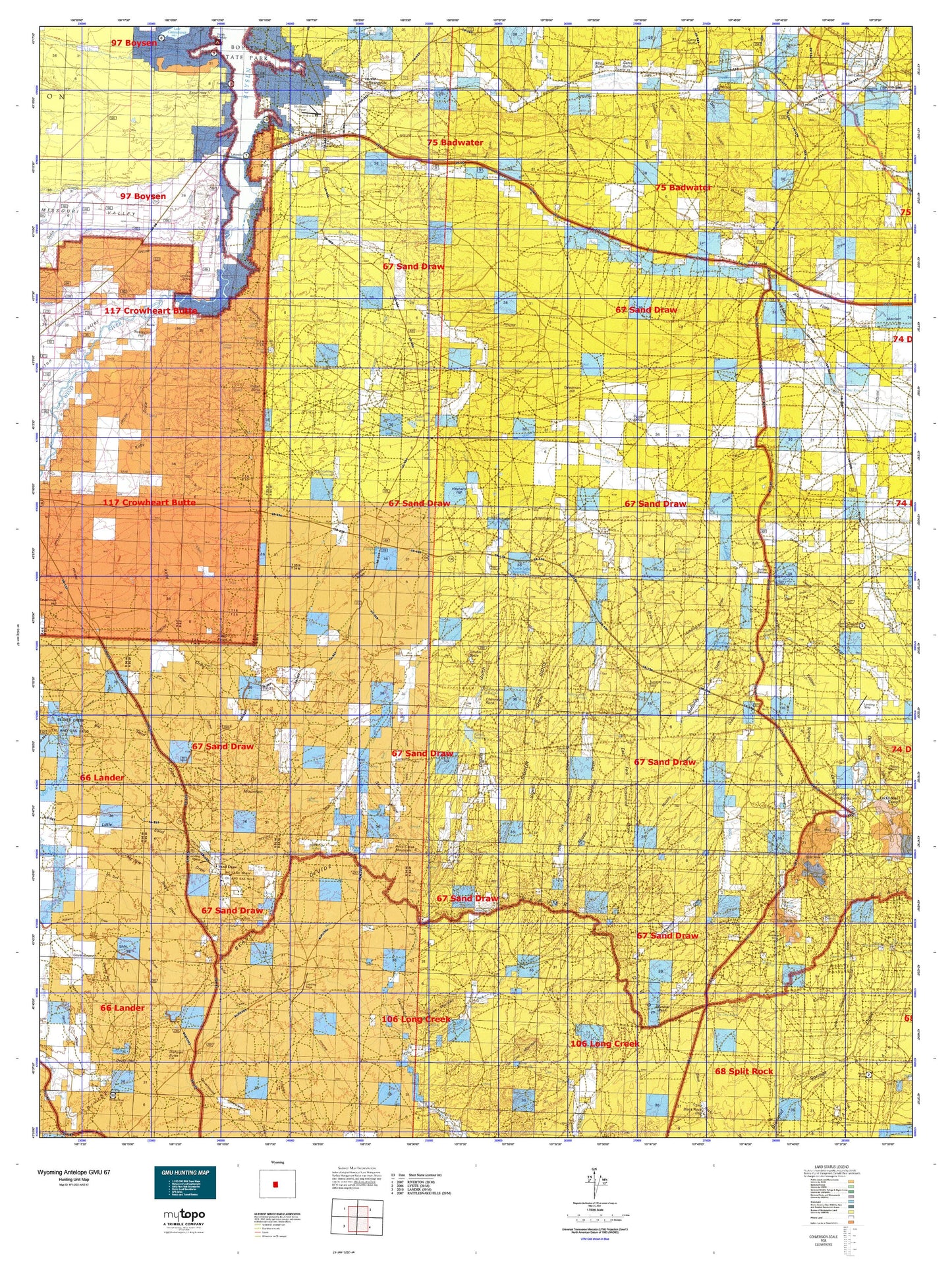 Wyoming Antelope GMU 67 Map Image