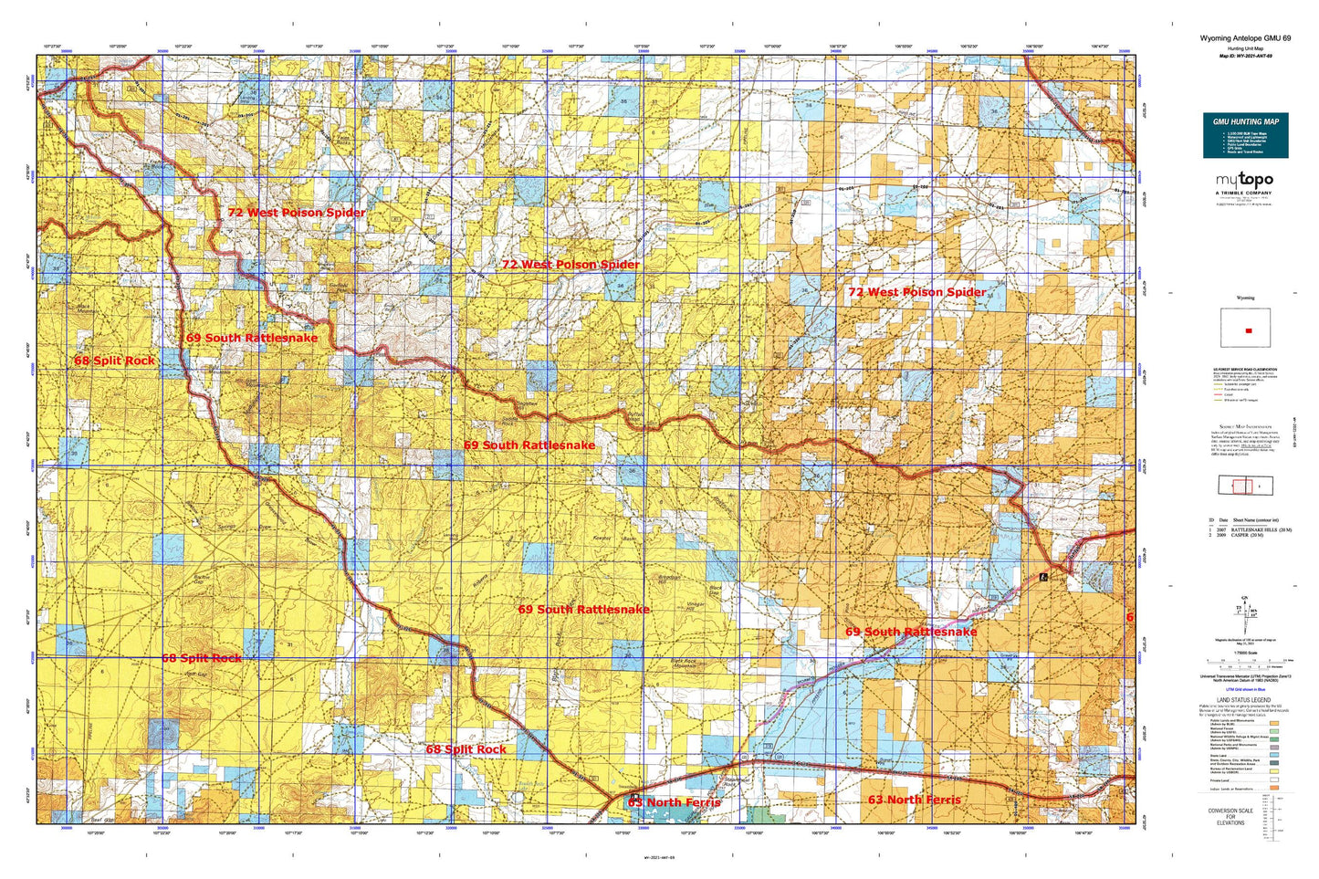 Wyoming Antelope GMU 69 Map Image