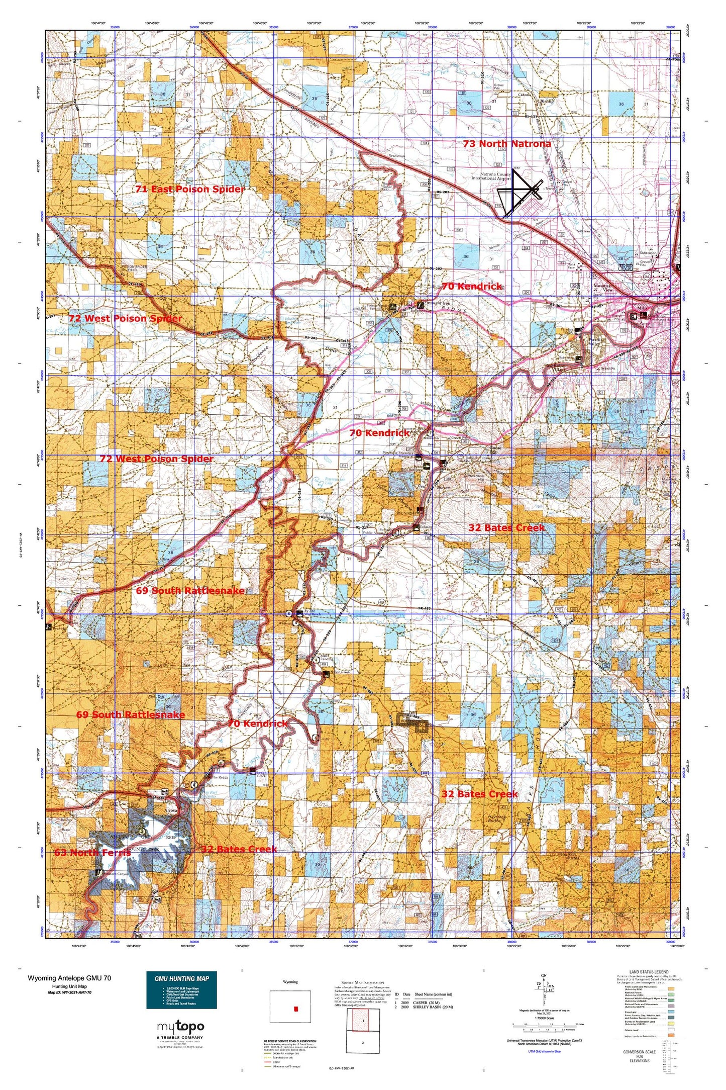 Wyoming Antelope GMU 70 Map Image