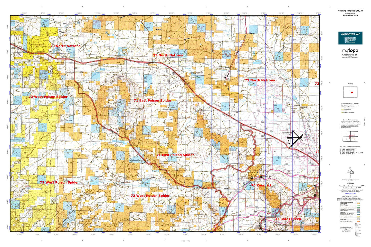 Wyoming Antelope GMU 71 Map Image