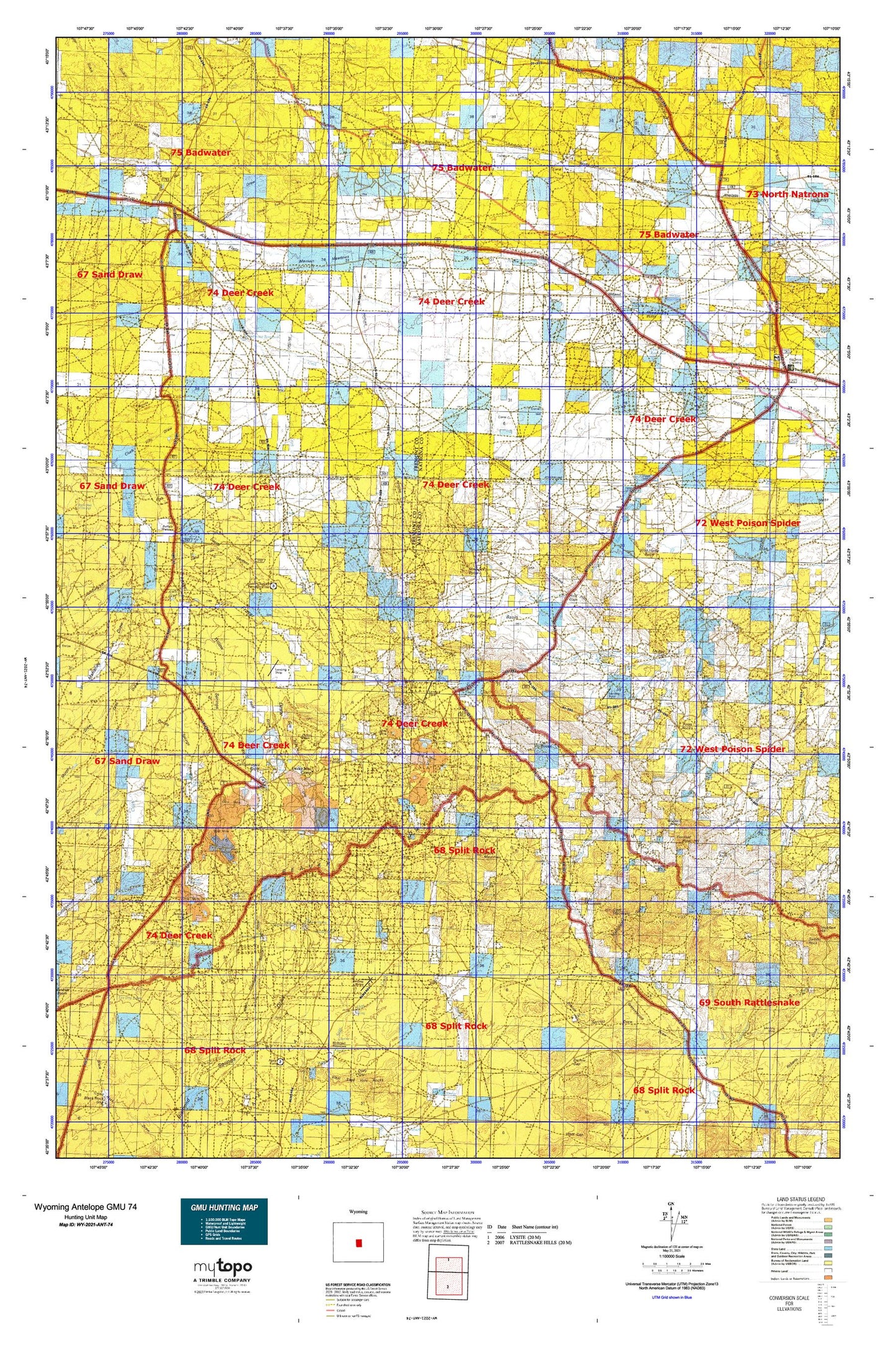 Wyoming Antelope GMU 74 Map Image