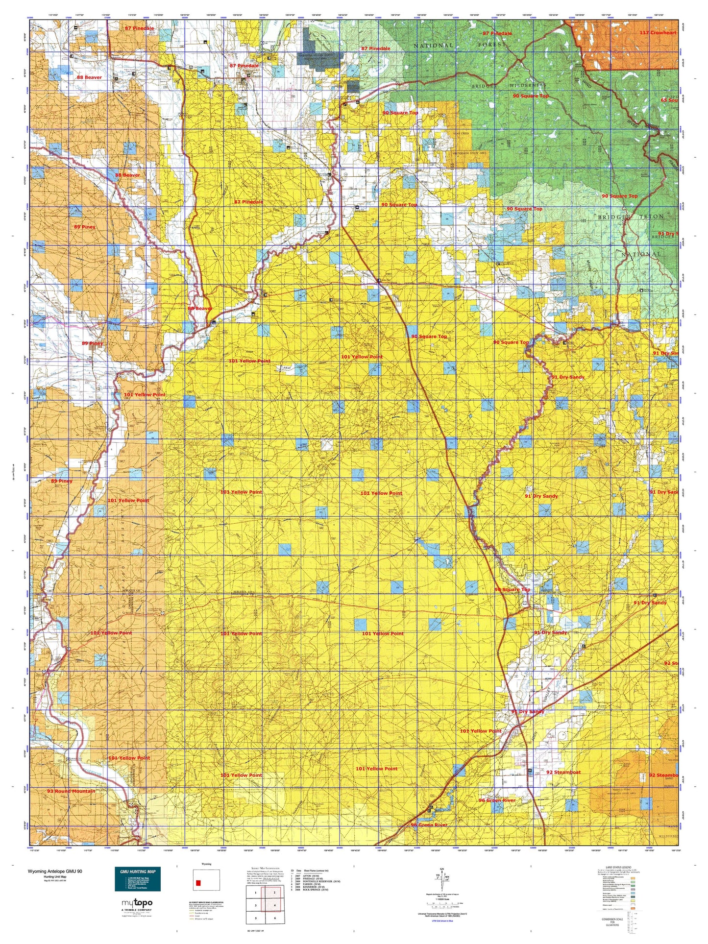 Wyoming Antelope GMU 90 Map Image