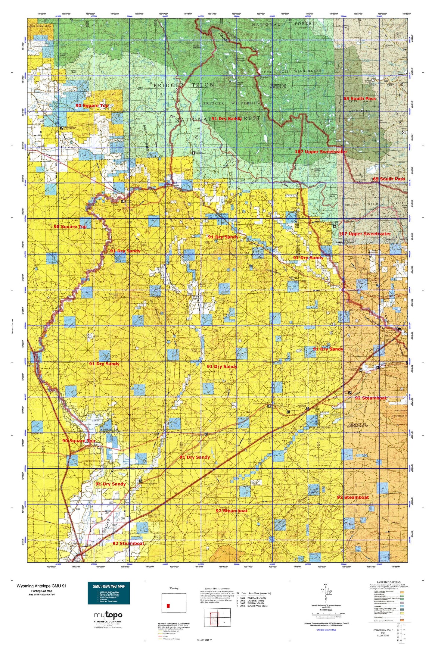 Wyoming Antelope GMU 91 Map Image