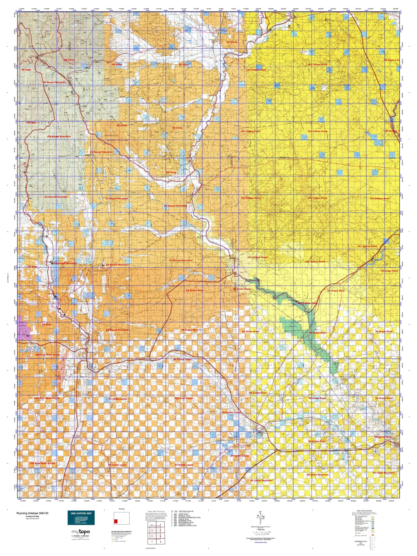 Wyoming Antelope GMU 93 Map Image