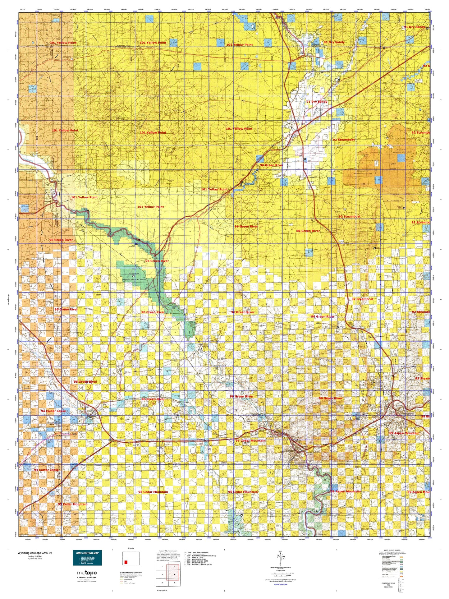 Wyoming Antelope GMU 96 Map Image