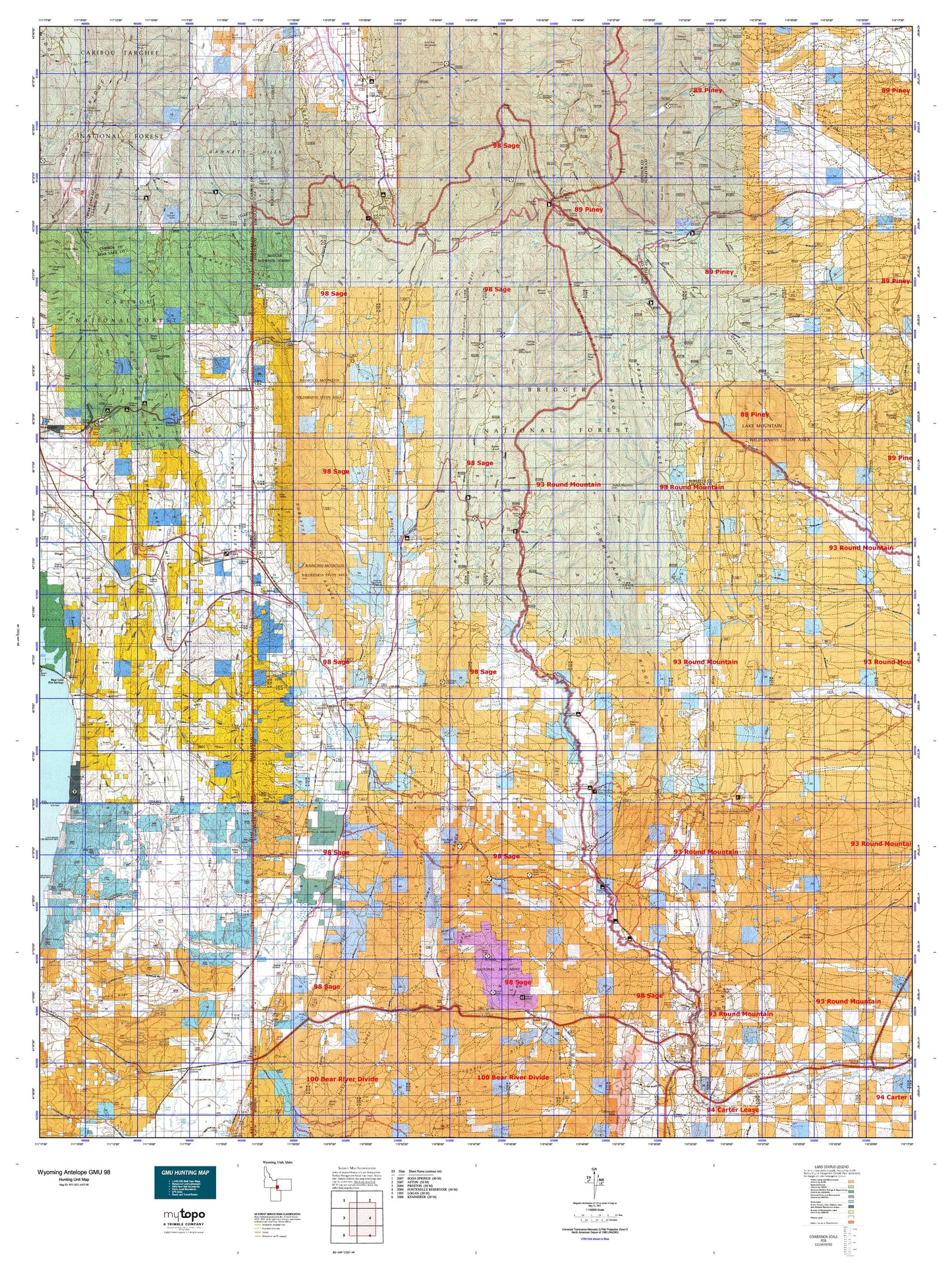 Wyoming Antelope GMU 98 Map Image