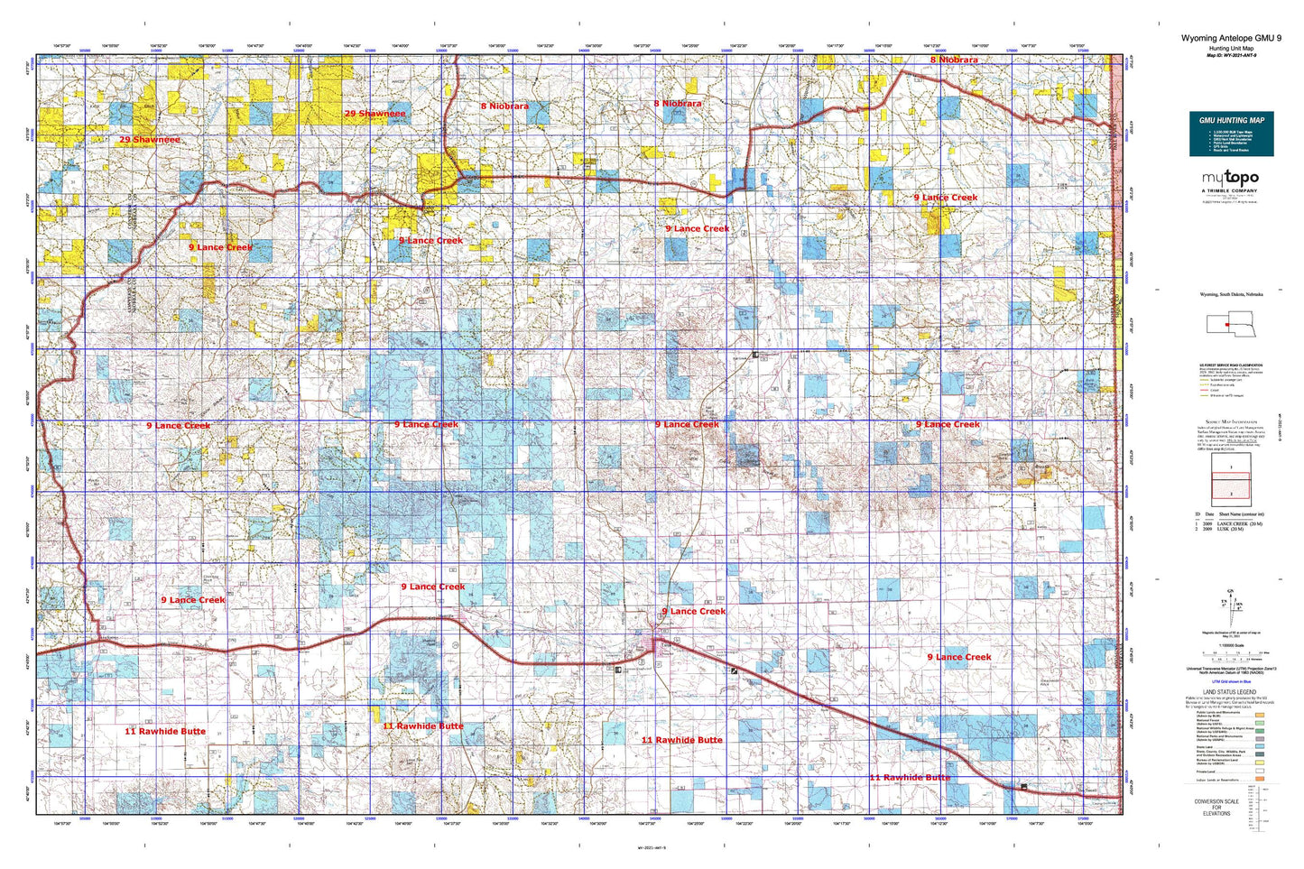 Wyoming Antelope GMU 9 Map Image