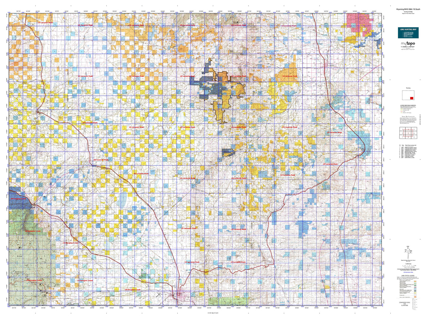 Wyoming Bighorn Sheep GMU 19 South Map Image