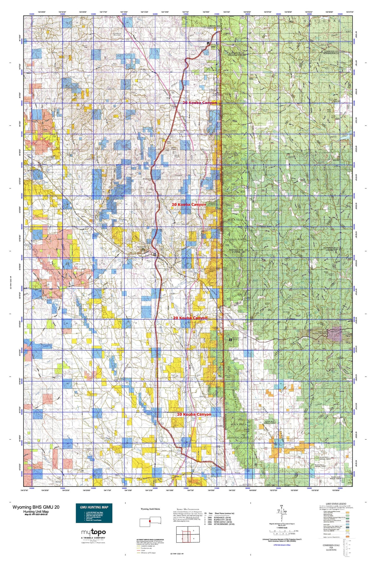 Wyoming Bighorn Sheep GMU 20 Map Image