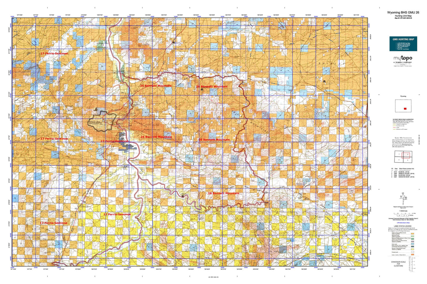 Wyoming Bighorn Sheep GMU 26 Map Image