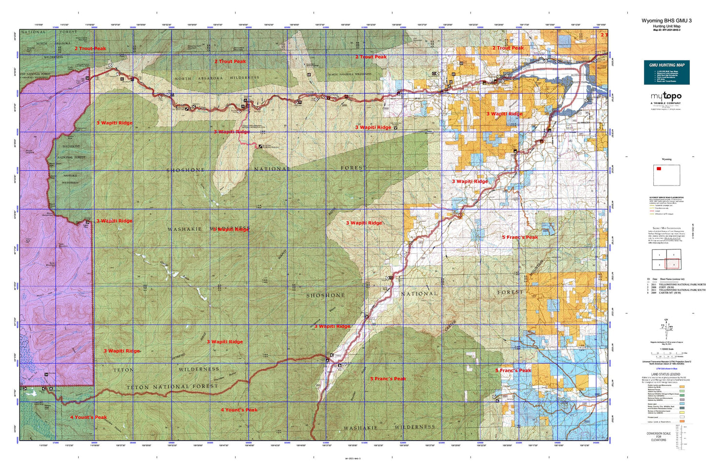Wyoming Bighorn Sheep GMU 3 Map Image