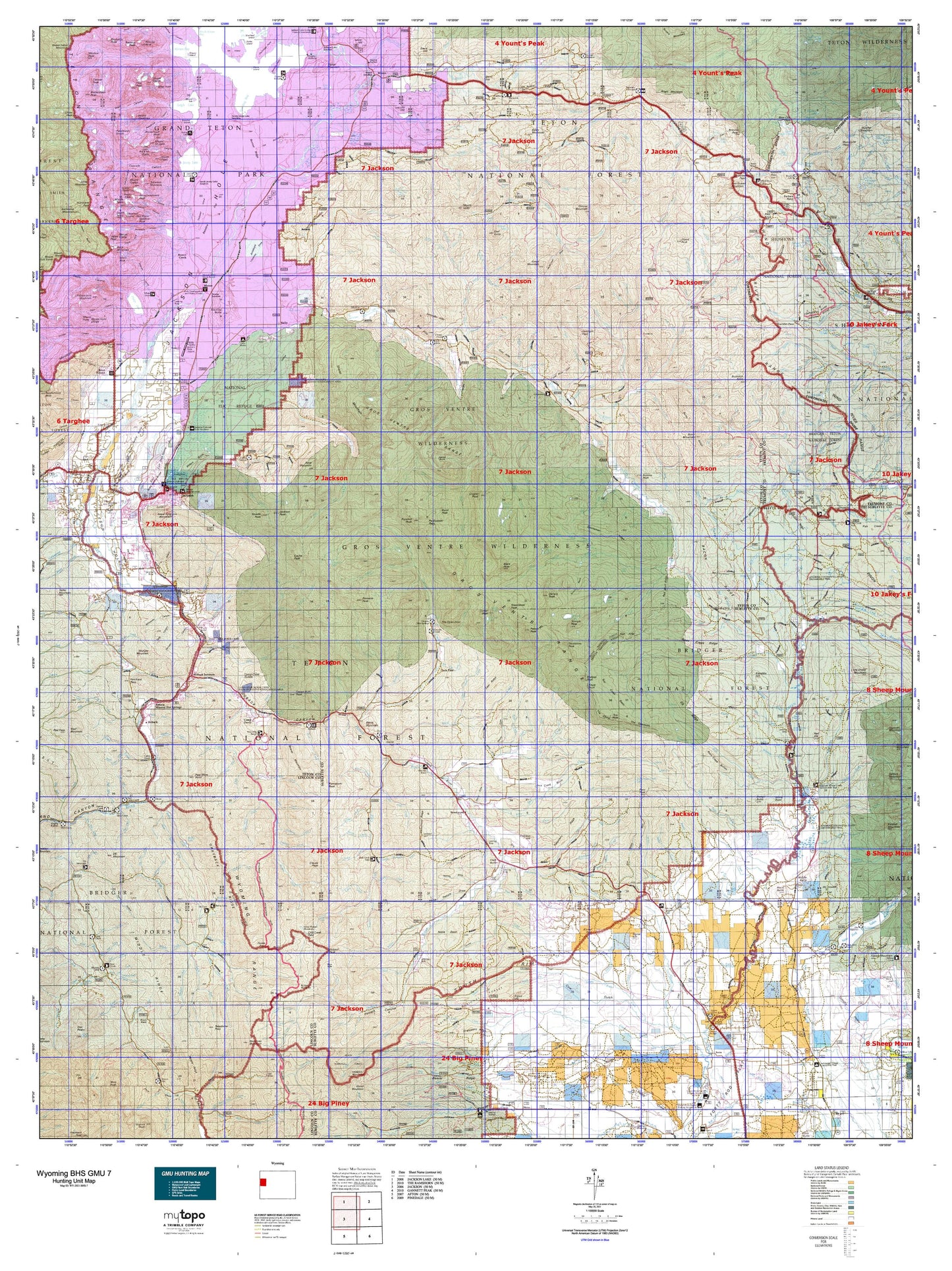 Wyoming Bighorn Sheep GMU 7 Map Image