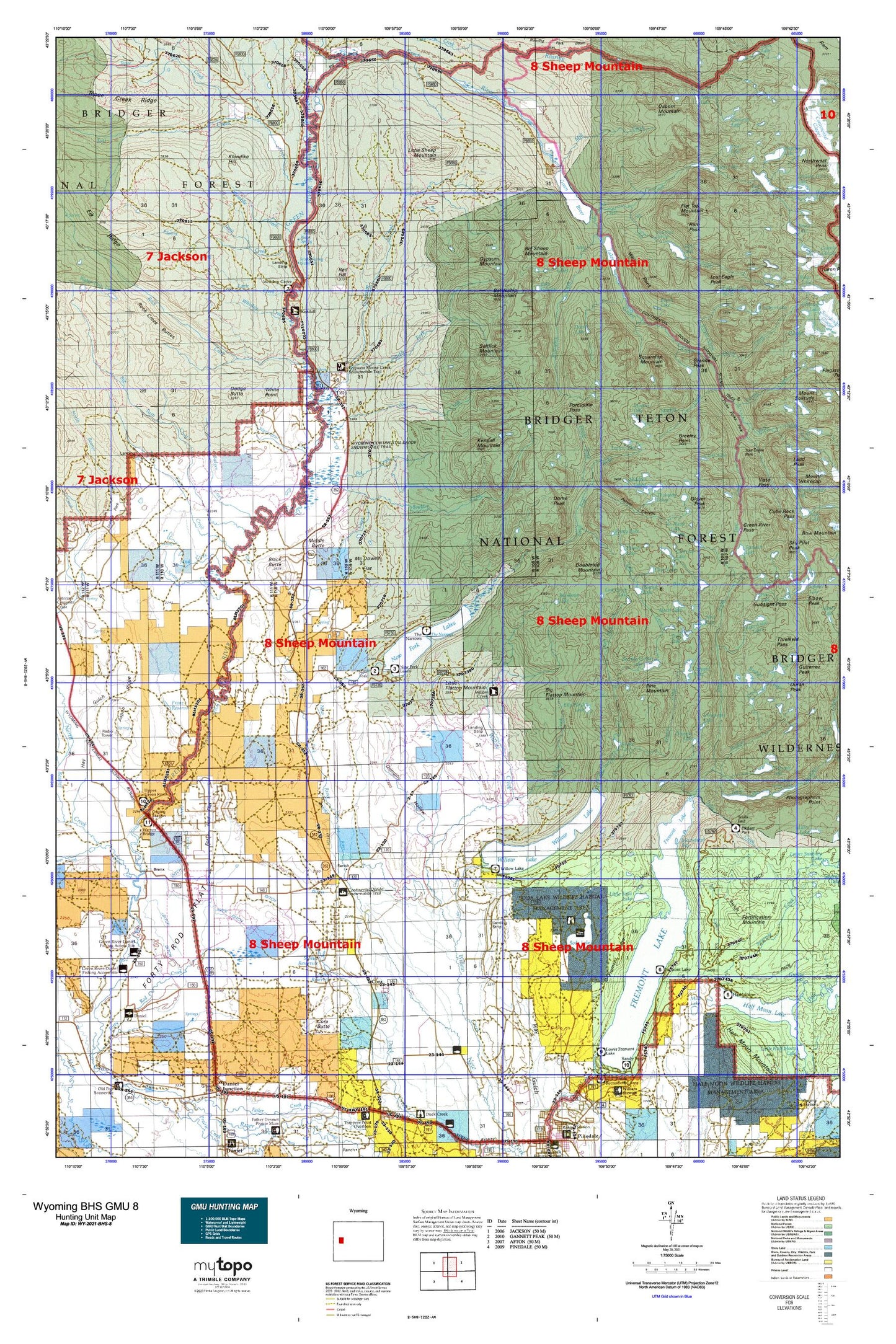 Wyoming Bighorn Sheep GMU 8 Map Image