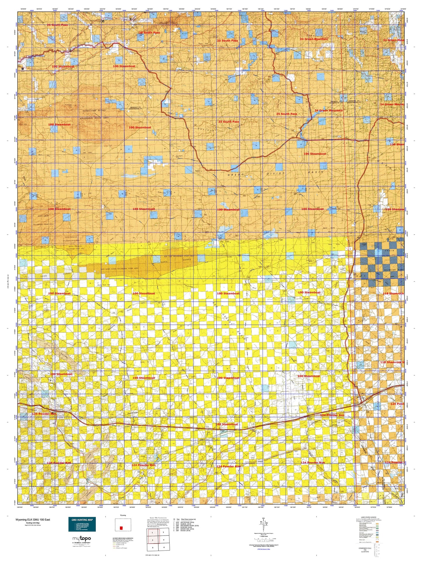 Wyoming Elk GMU 100 East Map Image