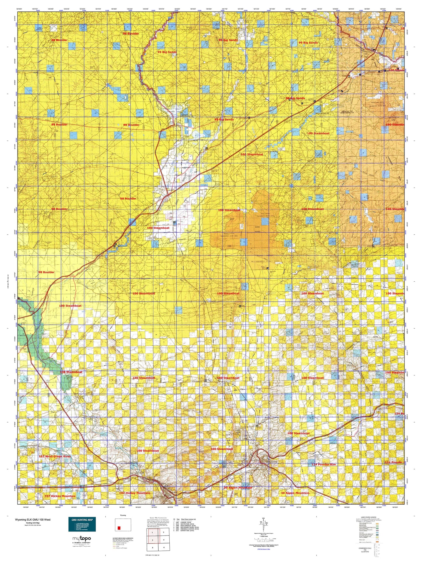 Wyoming Elk GMU 100 West Map Image