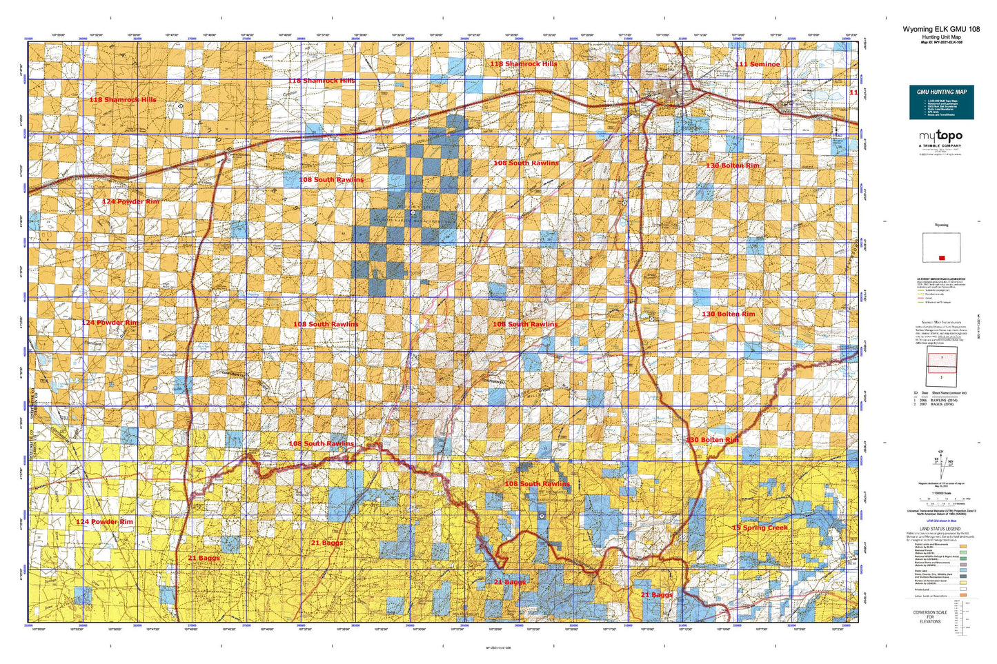 Wyoming Elk GMU 108 Map Image