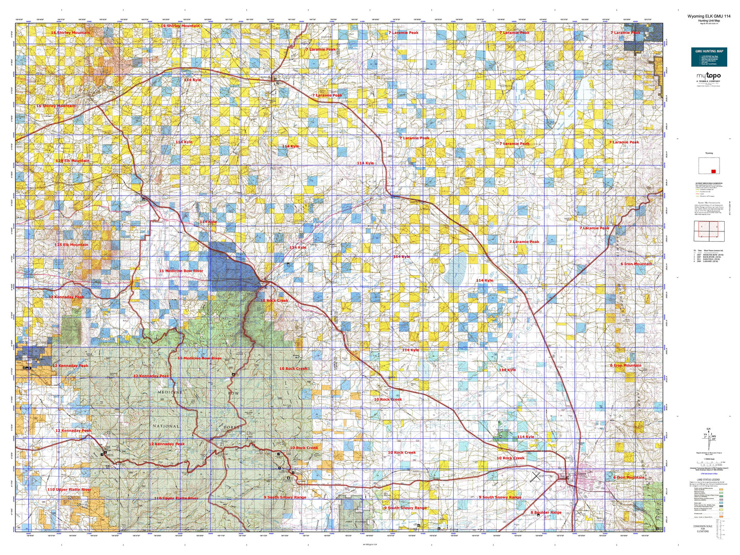 Wyoming Elk GMU 114 Map Image