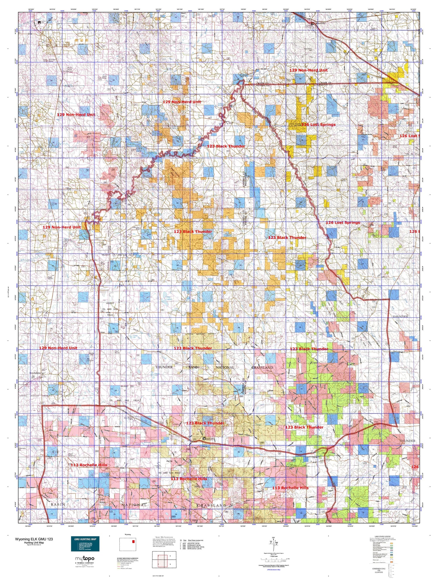 Wyoming Elk GMU 123 Map Image
