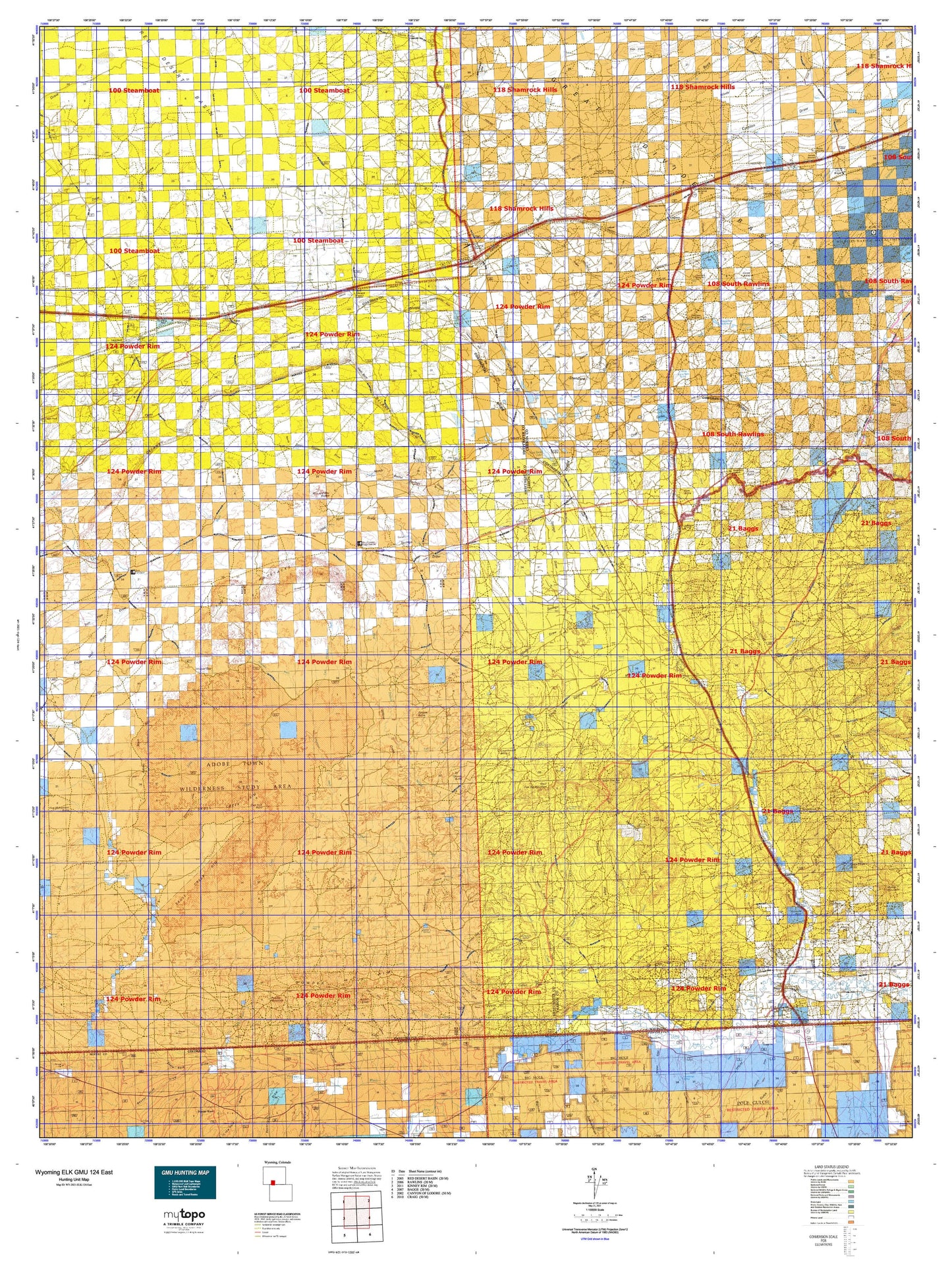 Wyoming Elk GMU 124 East Map Image