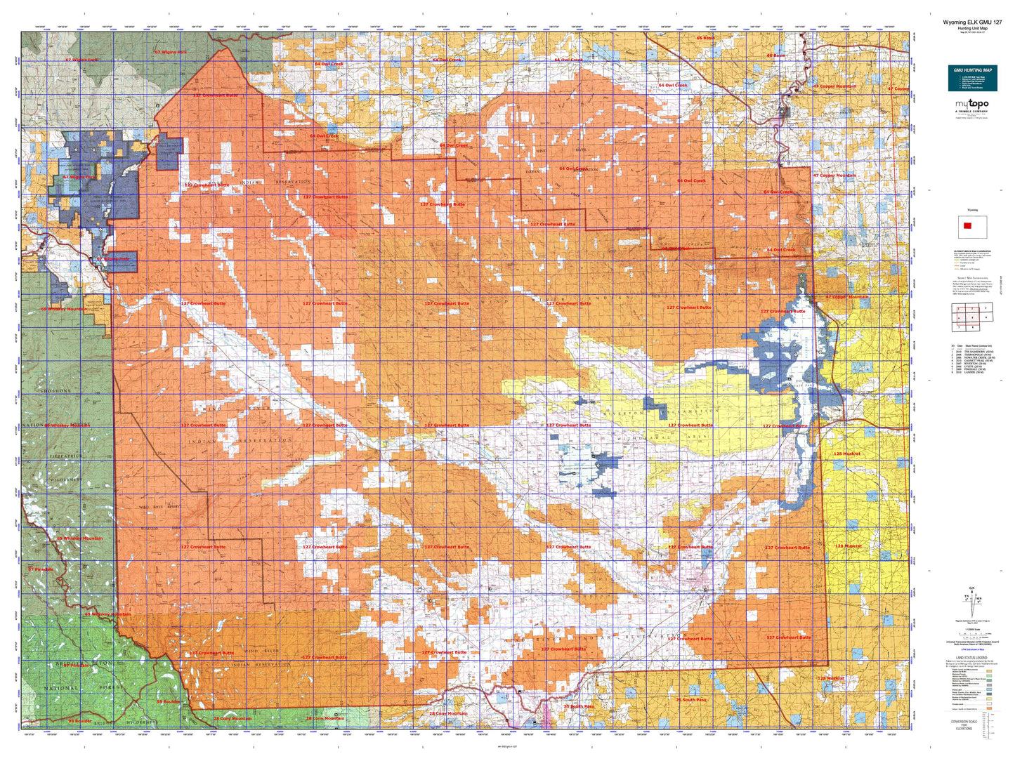 Wyoming Elk GMU 127 Map Image